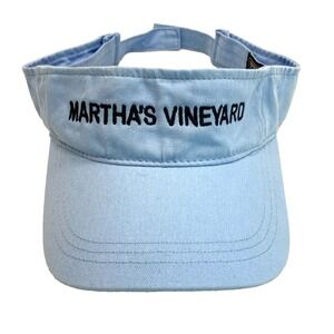 New Unisex Baby Blue Adjustable Martha's Vineyard Embroidered Visor Hook Loop